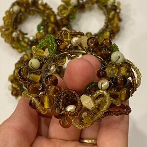 Set of 4 Fall Colors Beaded Napkin Rings